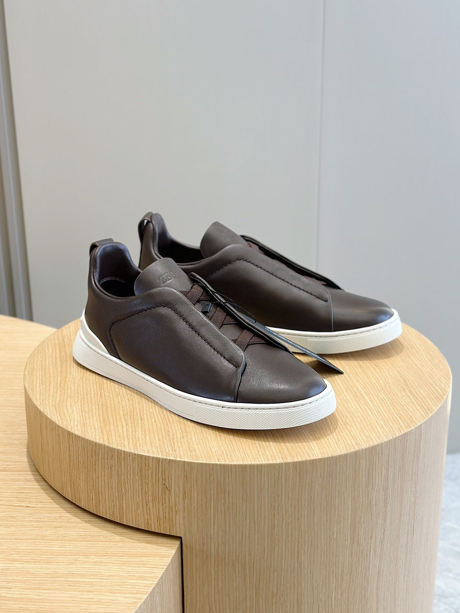 Tênis Zegna Triple Stitch Marrom Fumê