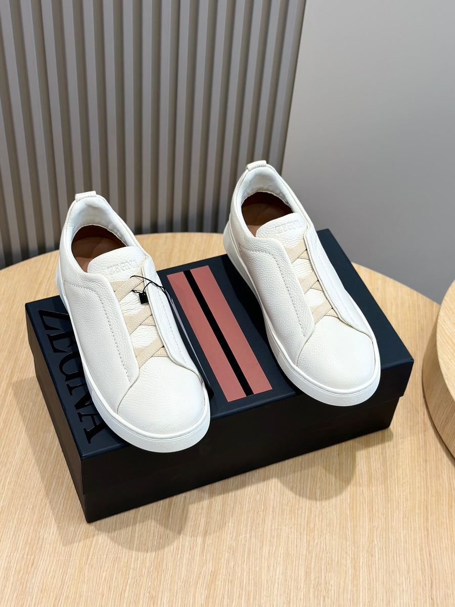 Tênis Zegna Triple Stitch Branco Couro
