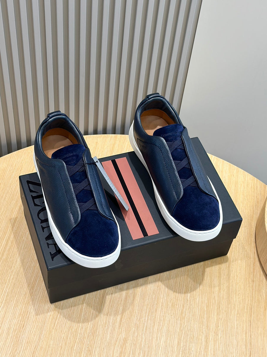 Tênis Zegna Triple Stitch Azul Marinho Escuro