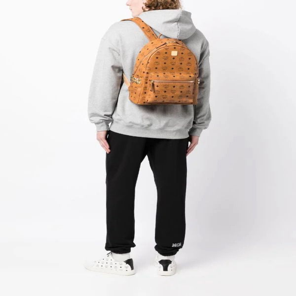 Mochila MCM Stark Caramel Couro Genuíno