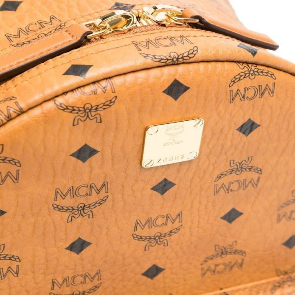 Mochila MCM Stark Caramel Couro Genuíno