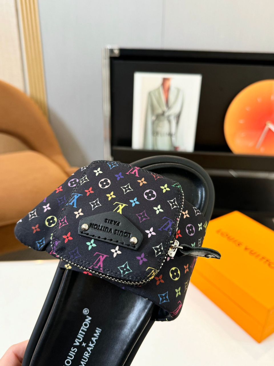 Louis Vuitton Pool Pillow Flat Comfort Mule Takashi Murakami Black