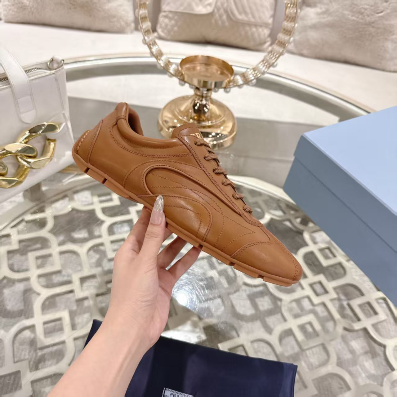 Tênis Prada Montecarlo Re-Edition 2005 Caramel