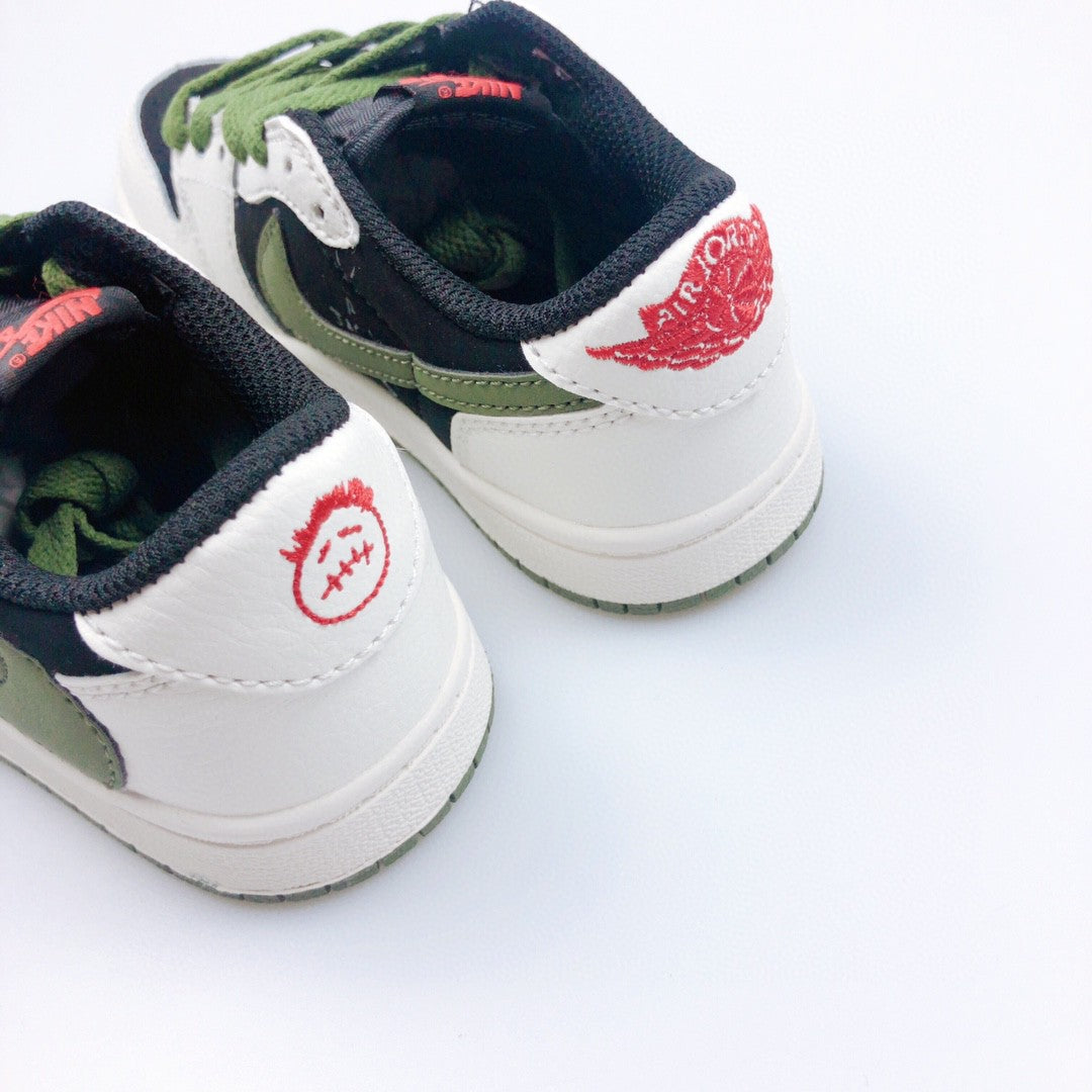 Jordan 1 Retro x Travis Scott Black and Green Infantil