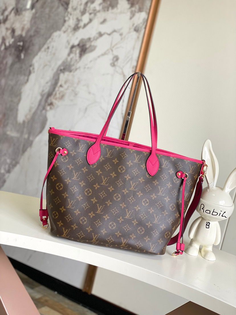Bolsa Tote Couro Padrão Monograma Geométrico Rosa com Alça Ajustável