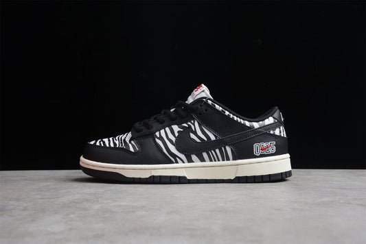 Tênis Cano Baixo Couro Padrão Zebra Preto e Branco