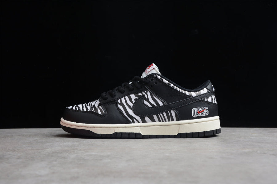 Tênis Cano Baixo Couro Padrão Zebra Preto e Branco