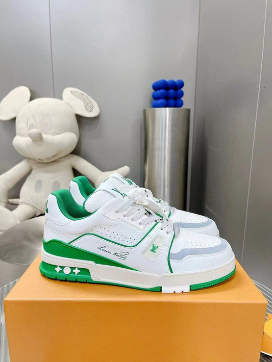 Tênis Couro Branco Detalhe Verde