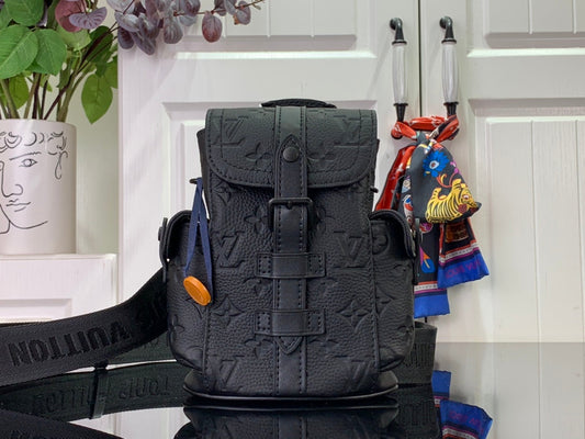 Bolsa Nano Couro Taurillon Padrão Monograma Geométrico