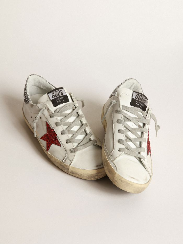 GOLDEN GOOSE GGDB White in leather with glittery red star