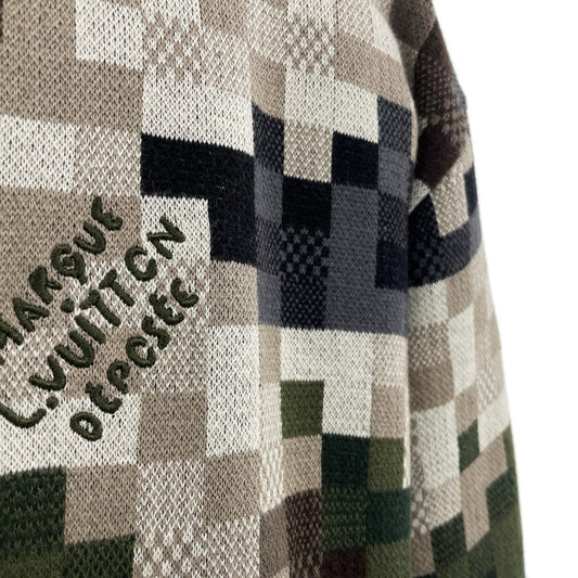 Suéter LV Jacquard de Algodão Damier