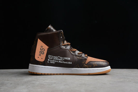 AIR JORDAN 1 CUSTOM OFF-WHITE X LOUIS VUITTON - detalhe do cadarço