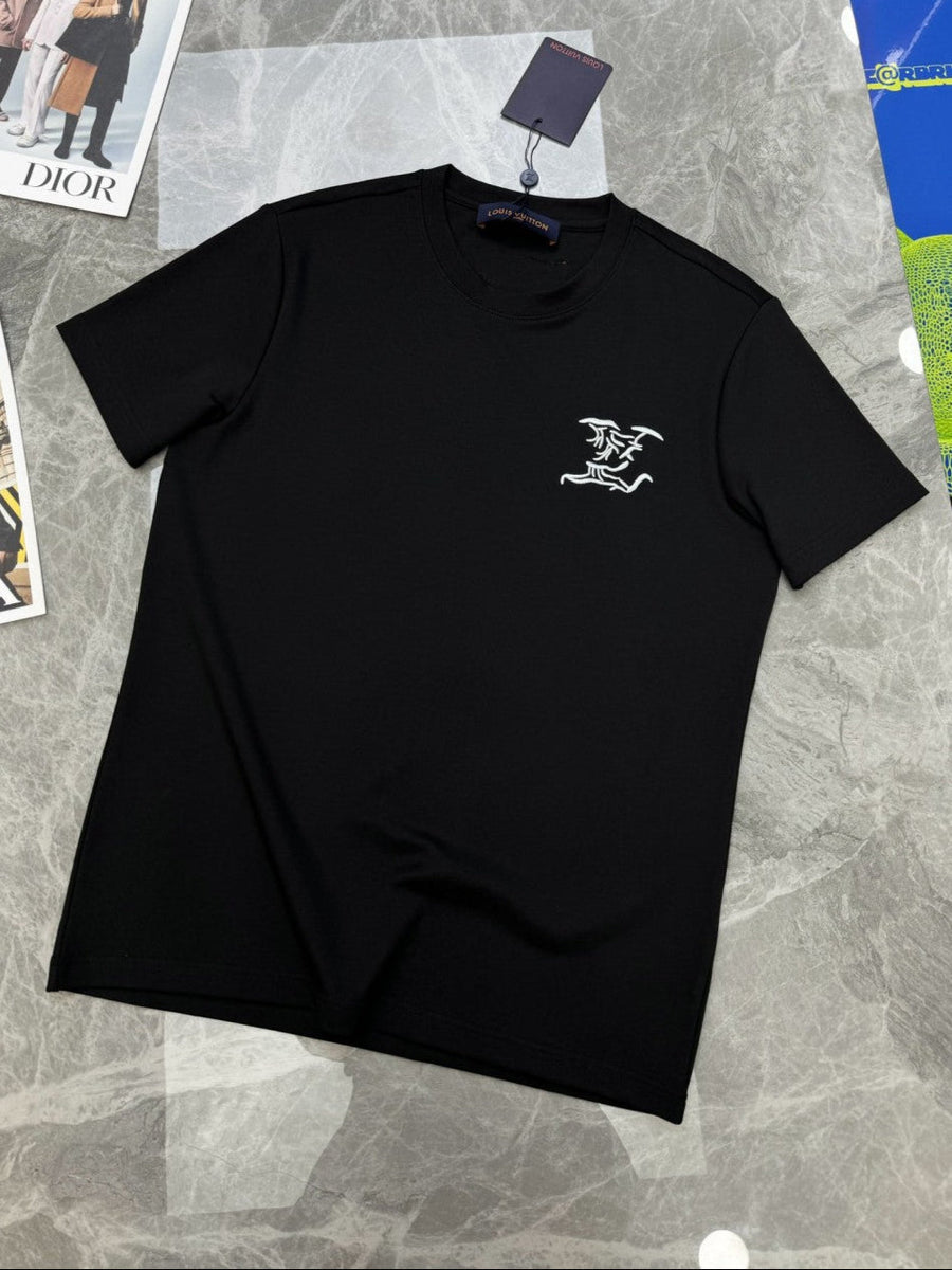 Camiseta Algodão Padrão Monograma Geométrico