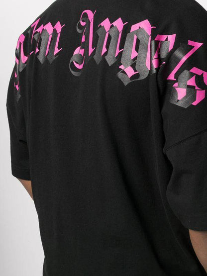 Camiseta Palm Angels Black and Pink Oversized