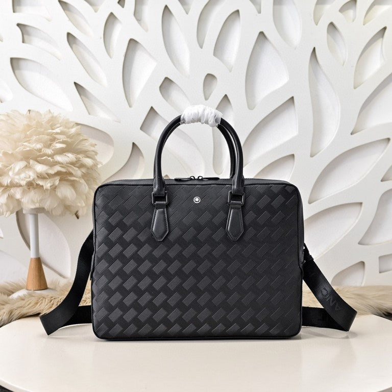 Mochila Messenger Couro Preto com Alça Ajustável