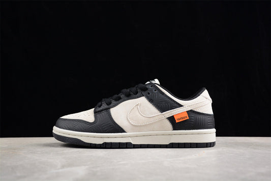Tênis Cano Baixo Couro Bicolor Preto e Branco