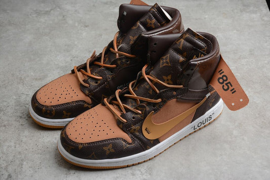 AIR JORDAN 1 CUSTOM OFF-WHITE X LOUIS VUITTON - vista traseira