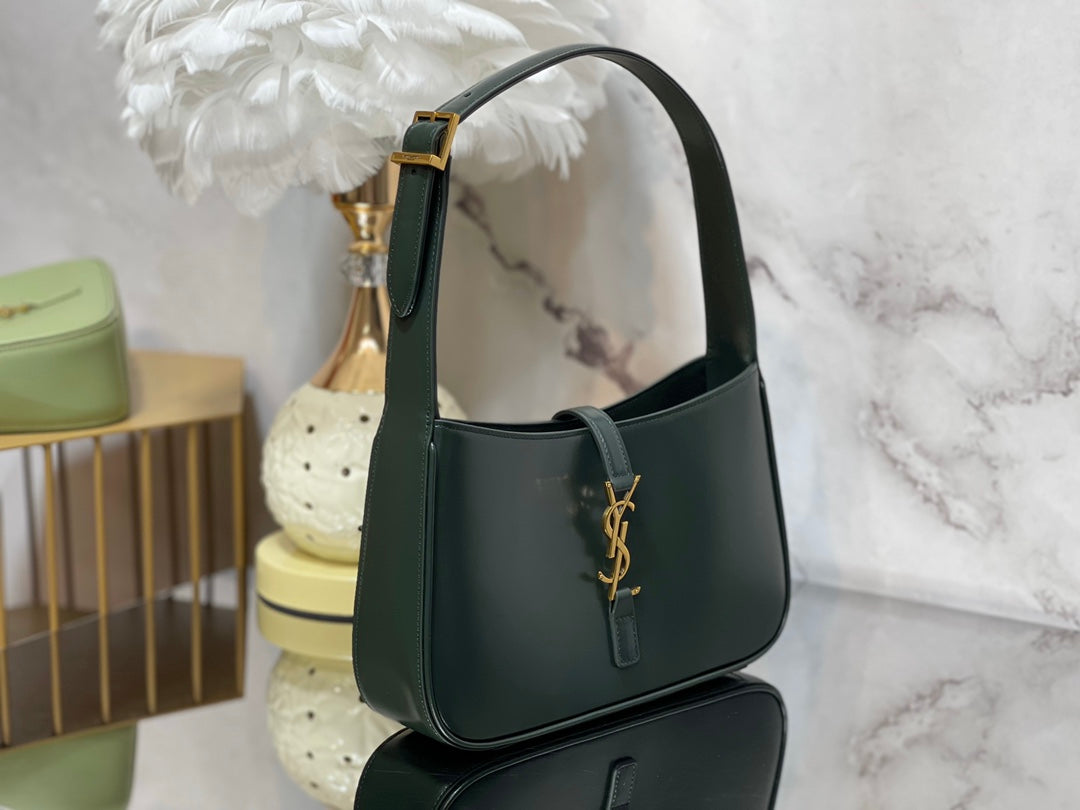 Yves Saint Laurent Mini Le 5 to 7 Leather Green