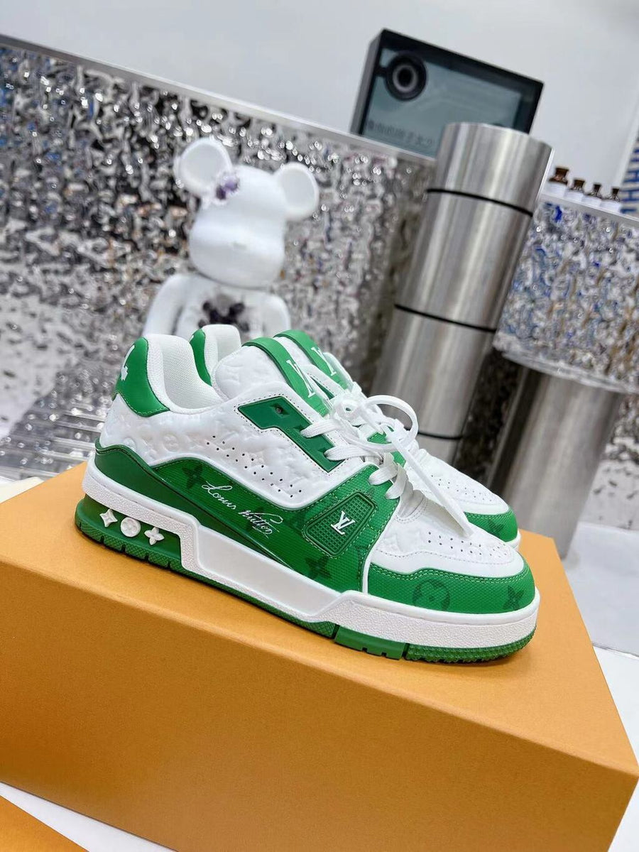 Tênis Signature Couro Verde e Branco