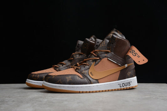 AIR JORDAN 1 CUSTOM OFF-WHITE X LOUIS VUITTON - vista lateral