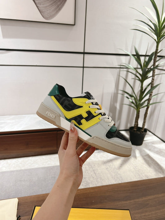 Fendi Match sneakers in black suede and white leathe