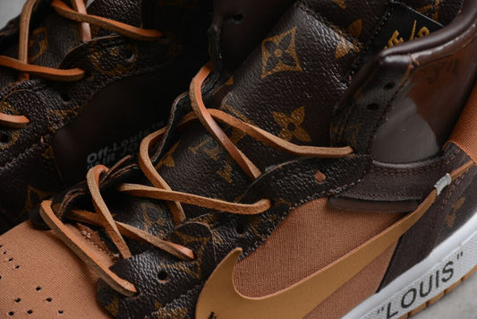AIR JORDAN 1 CUSTOM OFF-WHITE X LOUIS VUITTON - detalhe do solado