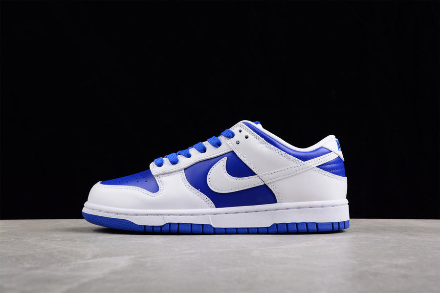 Tênis Cano Baixo Couro Branco Detalhe Azul Racer