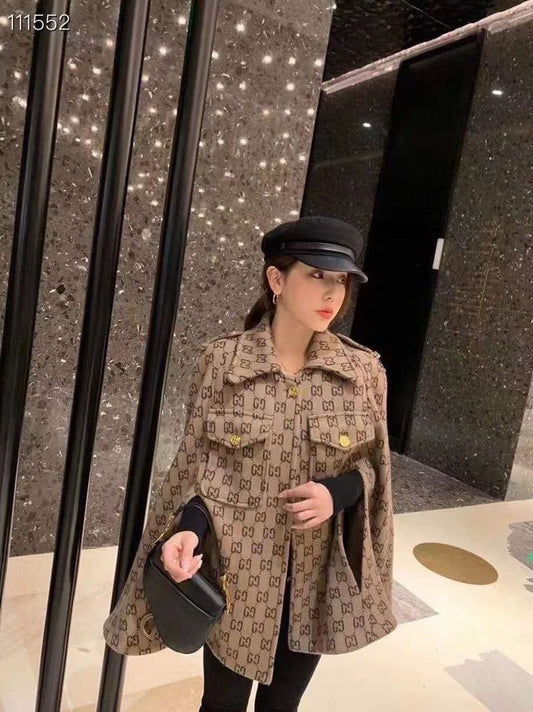 Double G Monogram Wool Cape