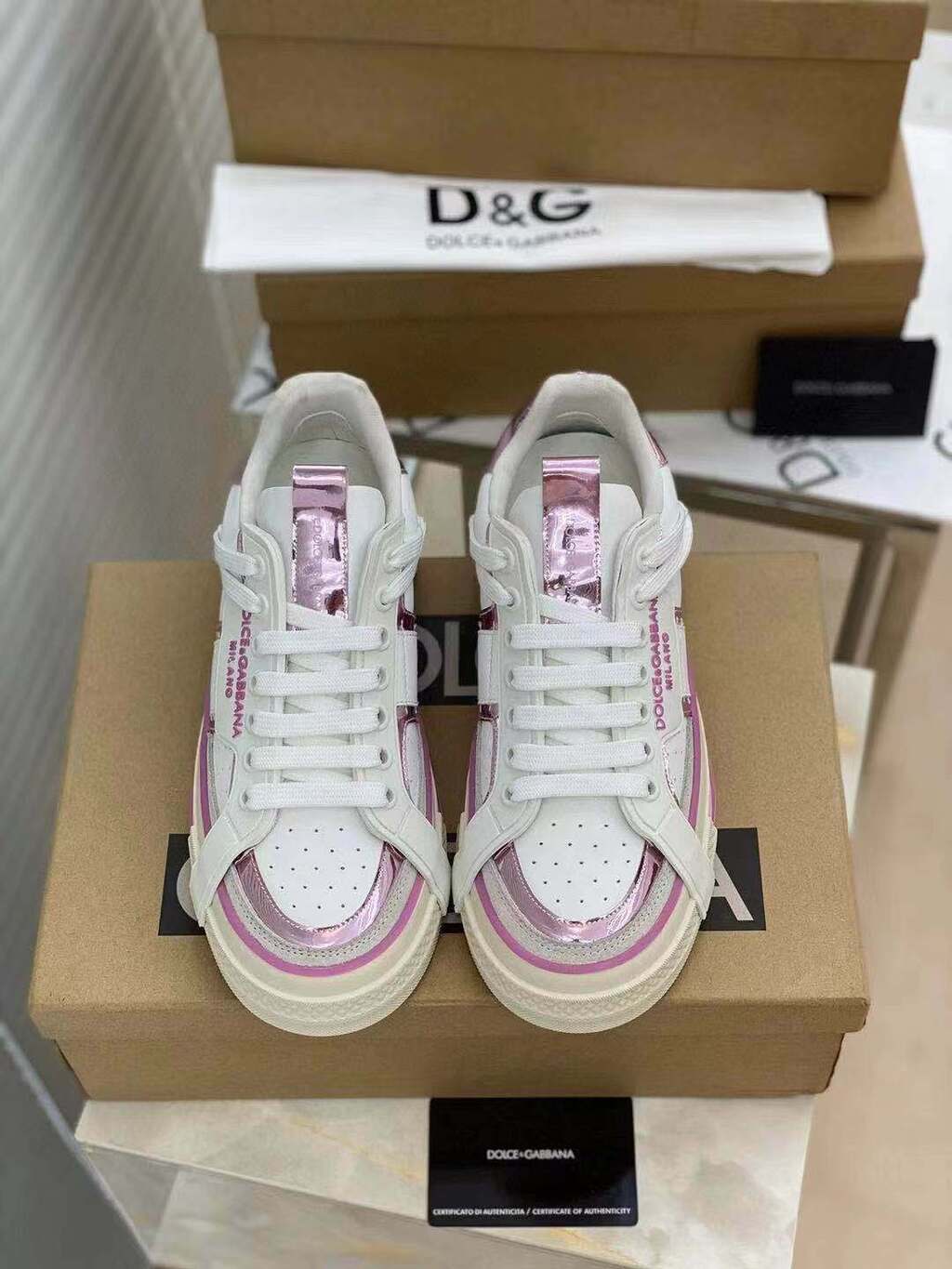 White & Pink Custom 2Zero Sneakers