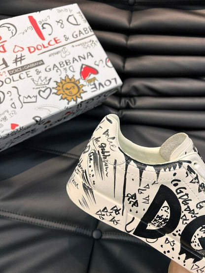 Dolce & Gabbana Portofino Graffiti Print Leather