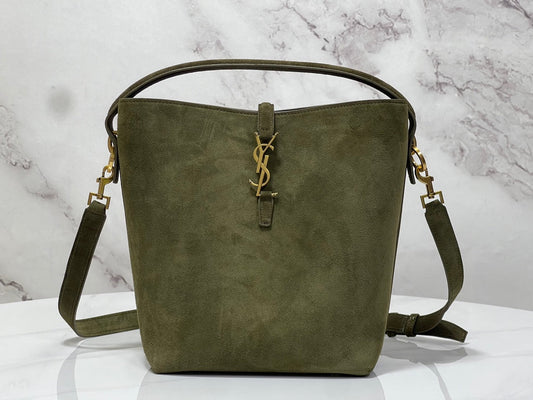 Bolsa Satchel Camurça Verde Média 37cm