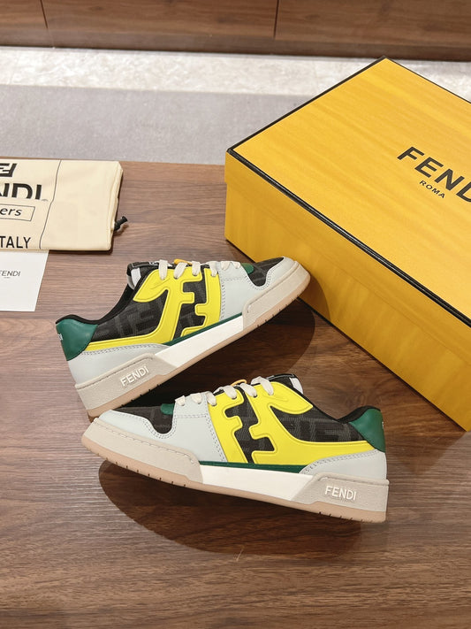 Fendi Match sneakers in black suede and white leathe