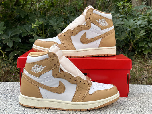 Air Jordan 1 High OG Praline - detalhe do cadarço