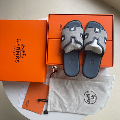 Hermes Izmir Sandal Bleu Céleste Suede Goatskin Leather