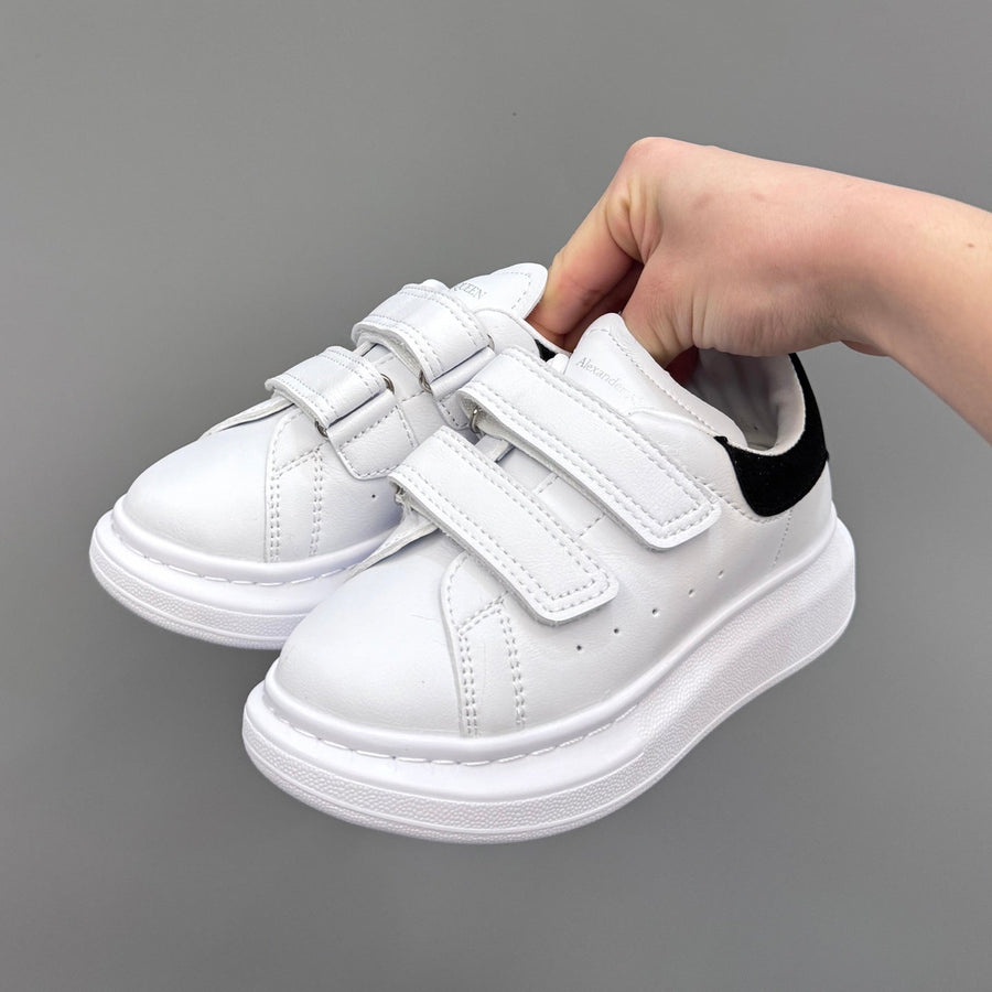 Tênis Infantil Couro Branco com Detalhe Preto