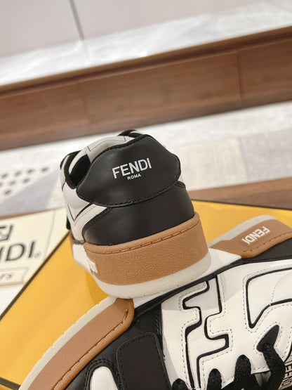Fendi Match Black leather low-tops