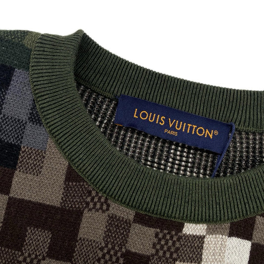 Suéter LV Jacquard de Algodão Damier
