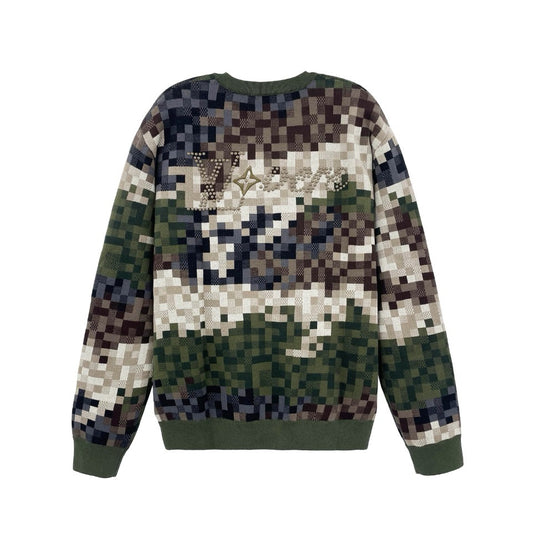 Suéter LV Jacquard de Algodão Damier