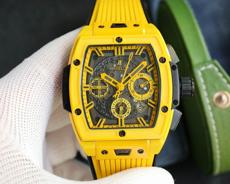Relógio Analógico Aço Amarelo Mostrador Hexagonal