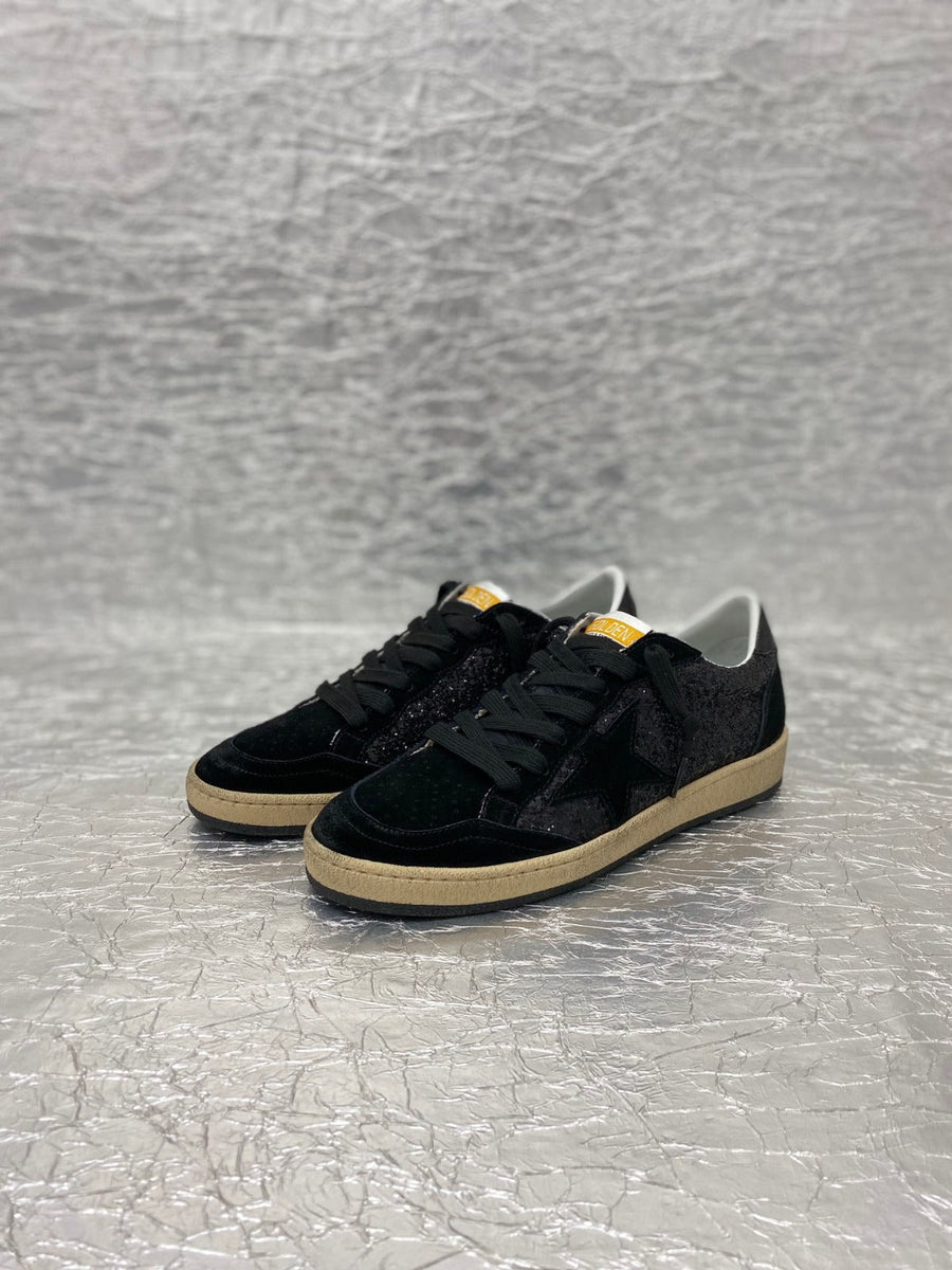 Tênis Couro com Glitter Preto