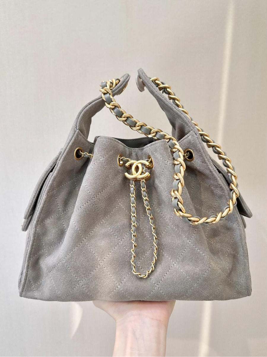 Bolsa Satchel Acolchoada Cinza 25cm