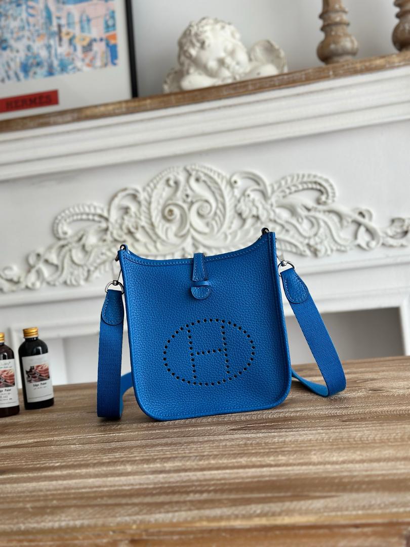 Bolsa Transversal Couro Azul Tira Ajustável