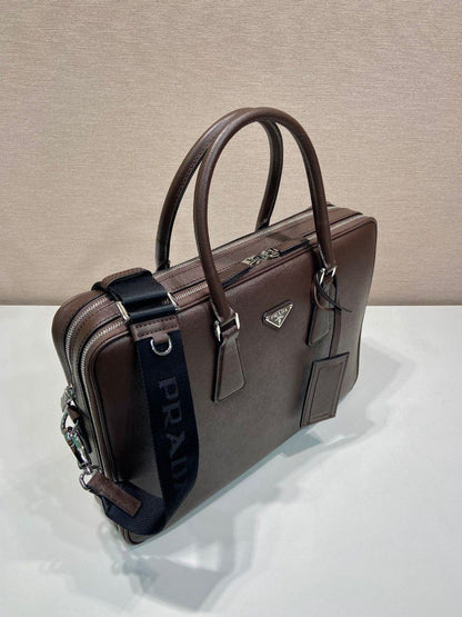 Bolsa Executiva Couro Texturizado Marrom