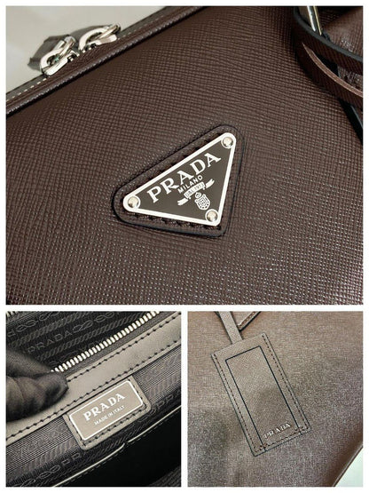 Bolsa Executiva Couro Texturizado Marrom