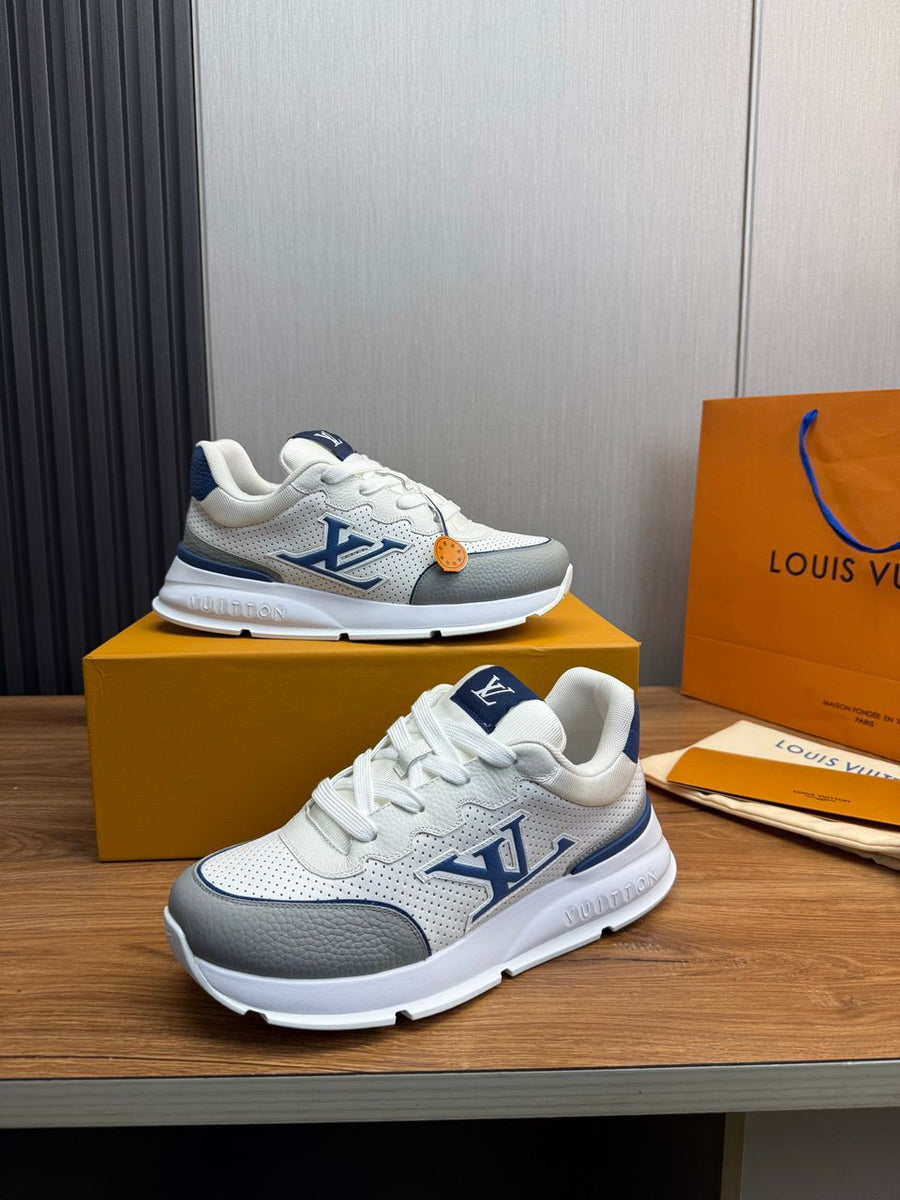 Tênis Casual Couro Branco Azul