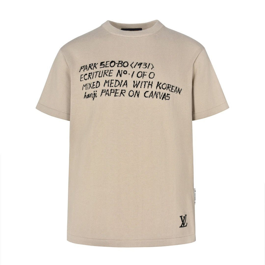 Camiseta Algodão Branca Padrão Monograma Geométrico