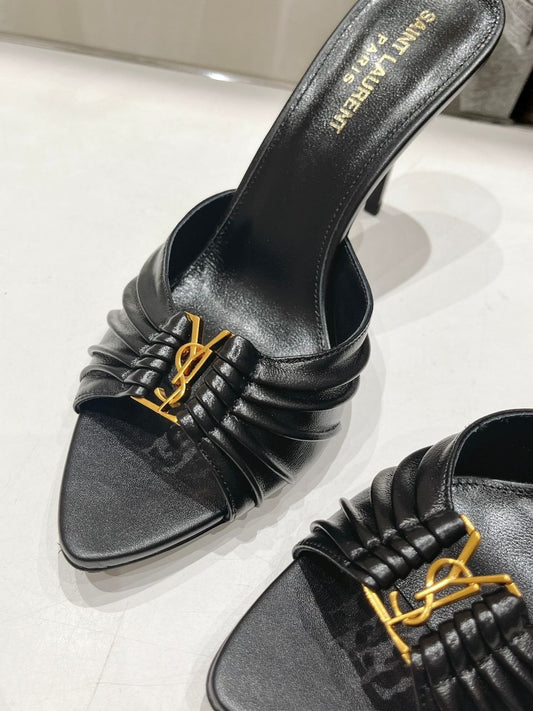 Saint Laurent Babylone Mules Bordeaux Black