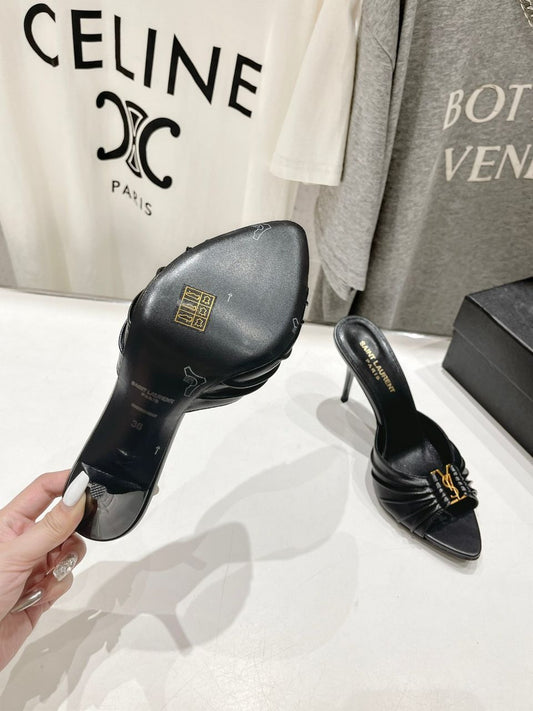 Saint Laurent Babylone Mules Bordeaux Black