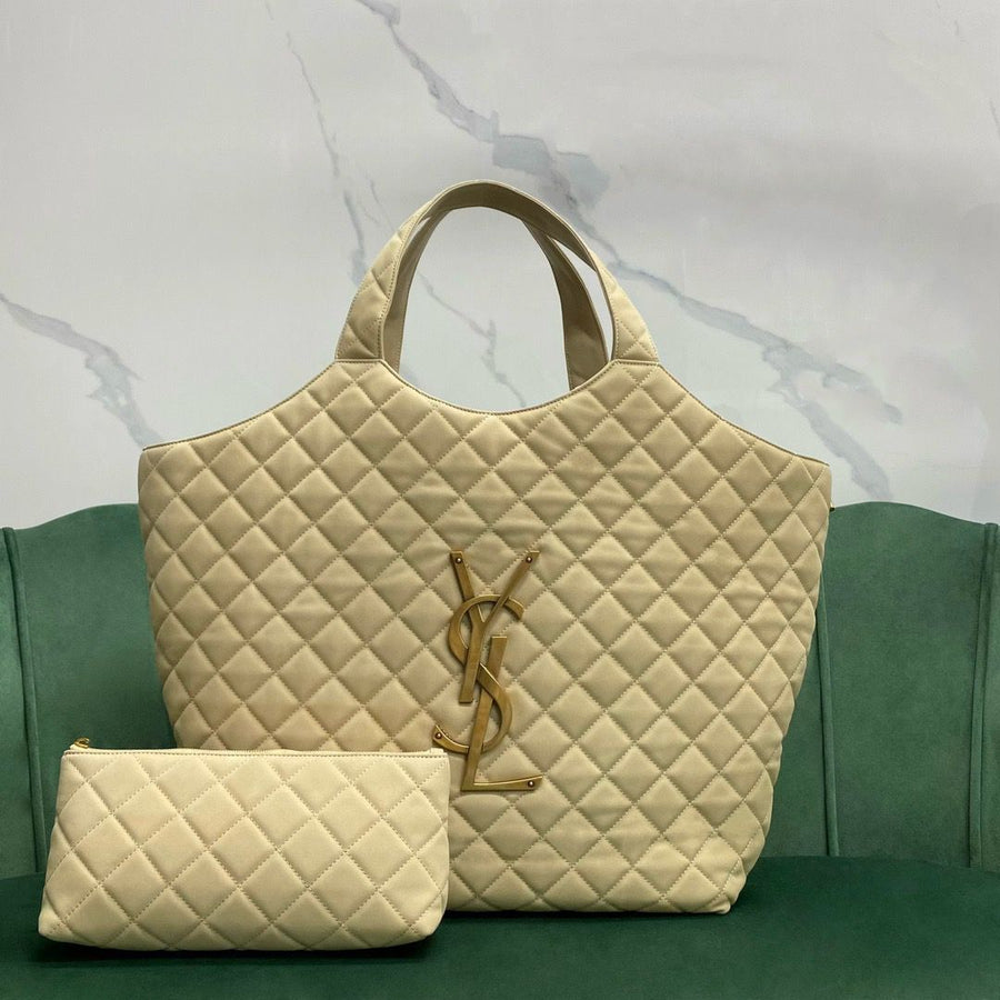 Bolsa Tote Couro Bege 58cm