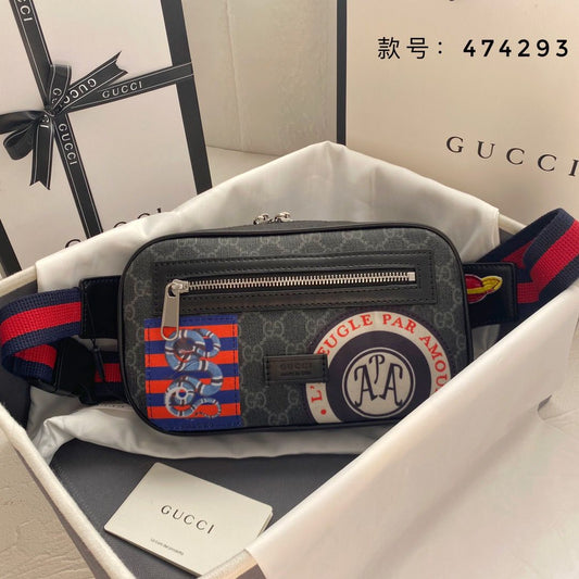 Gucci Black GG Supreme Night Courrier Belt Bag